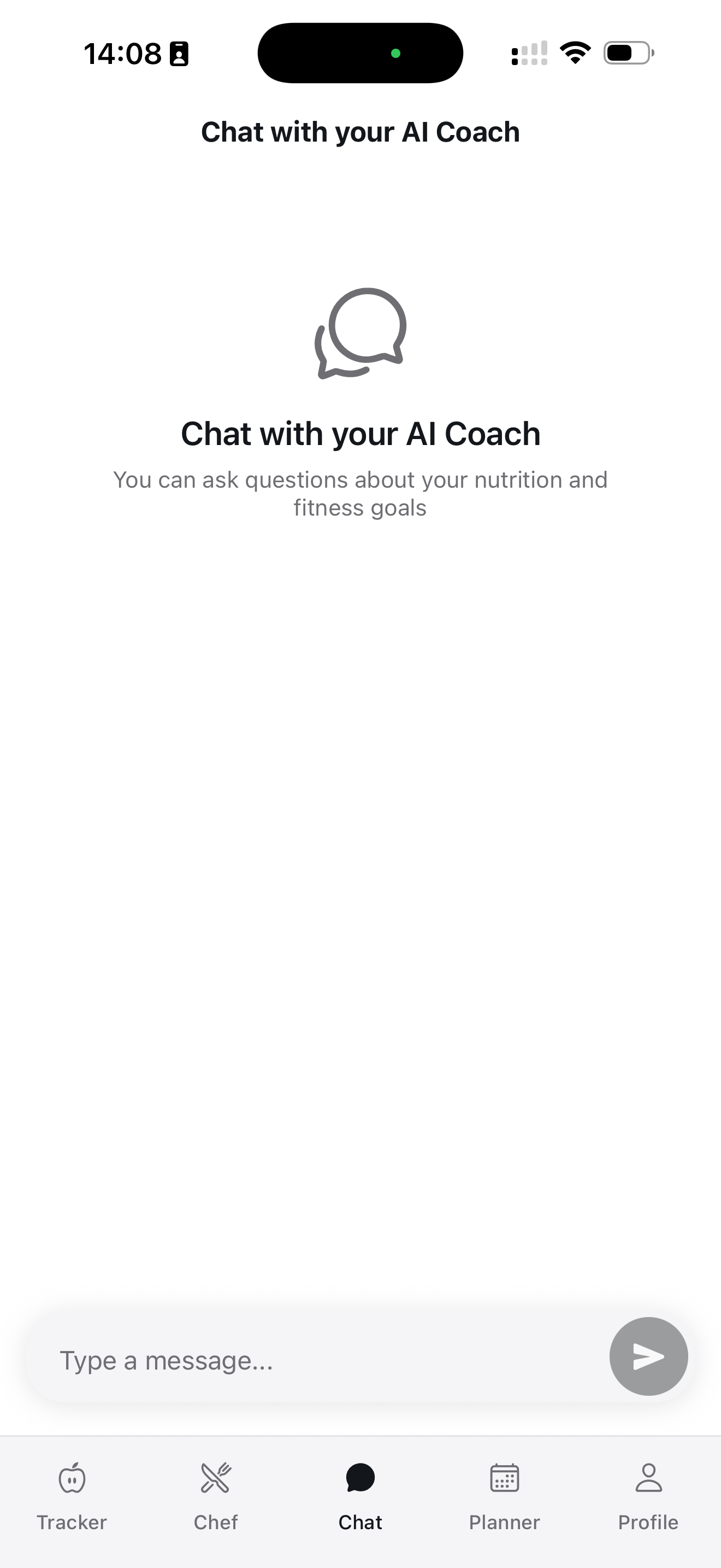 Arori AI nutrition coach chat screen