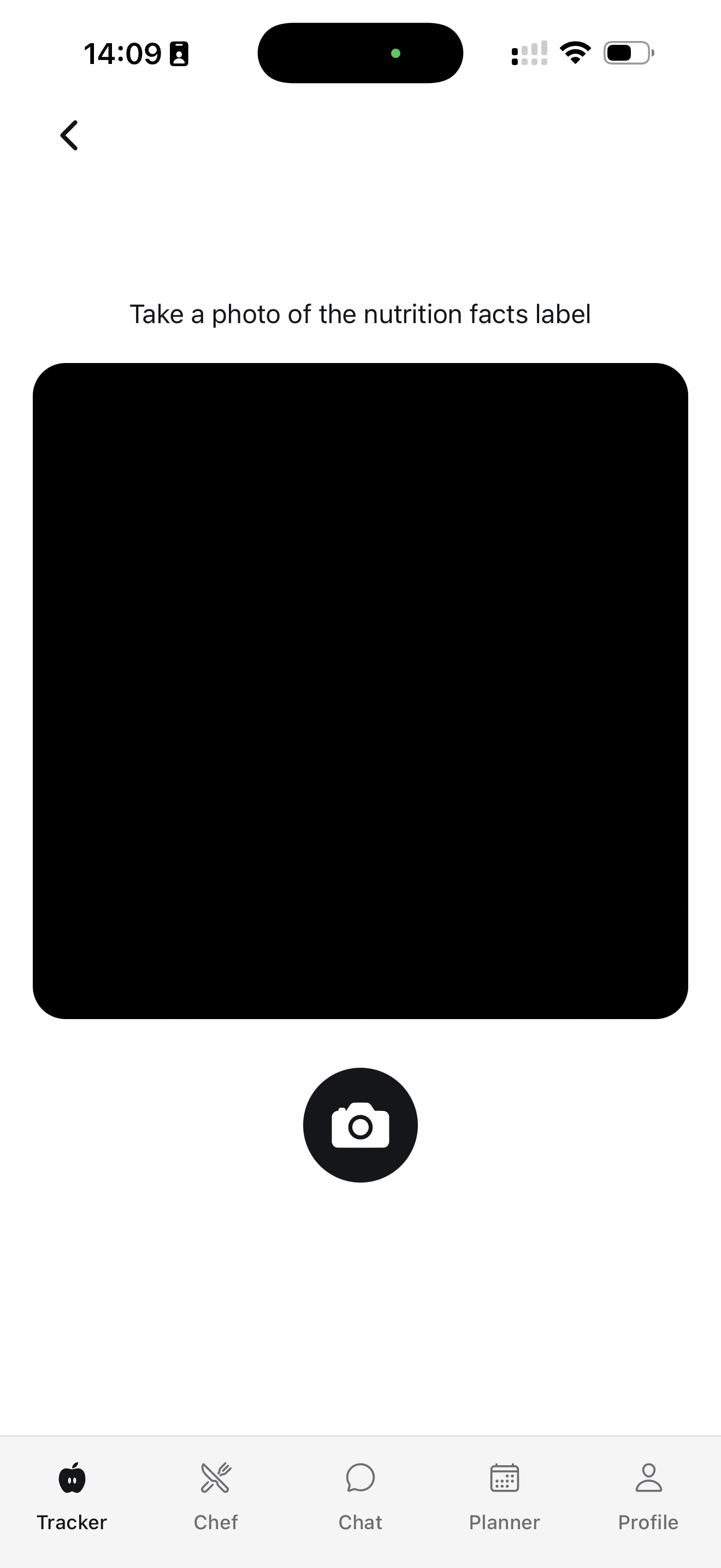 Arori nutrition label reading and analysis screen